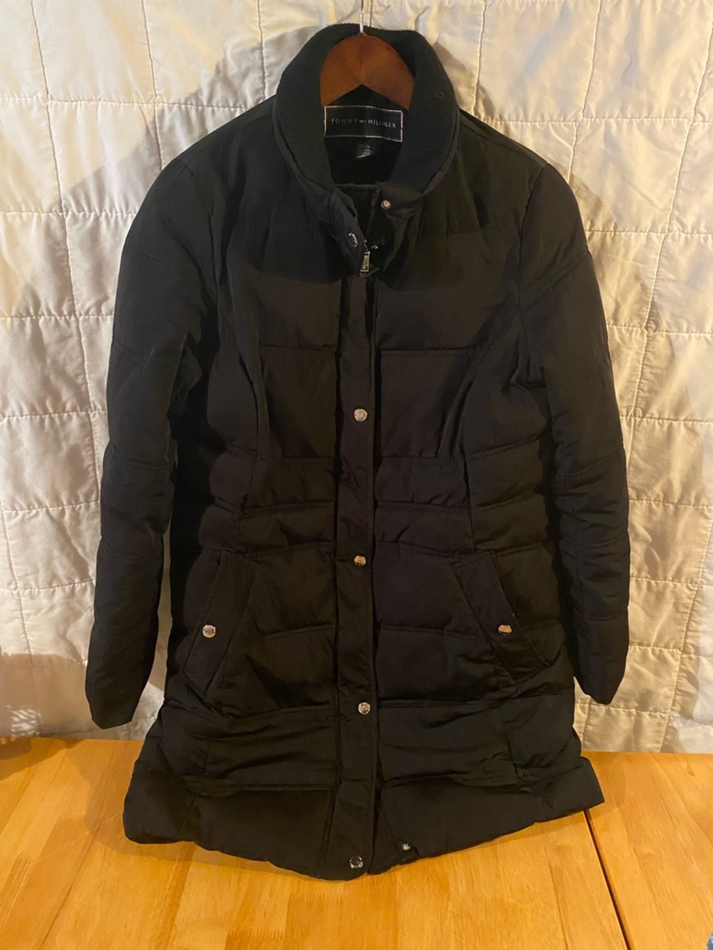 Tommy Hilfiger Black Quilted Long Puffer Jacket